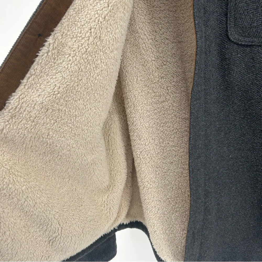 Jachs NY Sherpa Lined Shacket Mens 2XL Wool Blend‎ Shirt Jacket Gray Cabincore